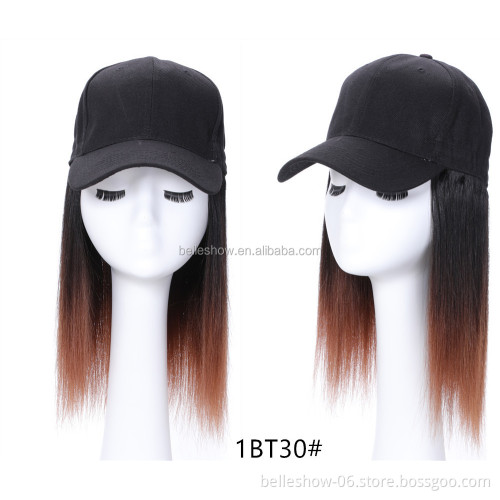 Hot sell human hair long straight hair hat wig bobo head baseball hat wig short straight wig head cover black baseball hair